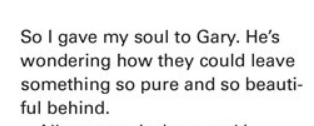 quote from venture bros artbook that reads 'So I gave my soul to Gary. Here's wondering how they could leave something so pure and beautiful behind.